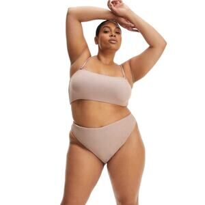 Good American Swim Always Fits Better Bandeau Bikini Top in Shimmer Lilac NWOT 1